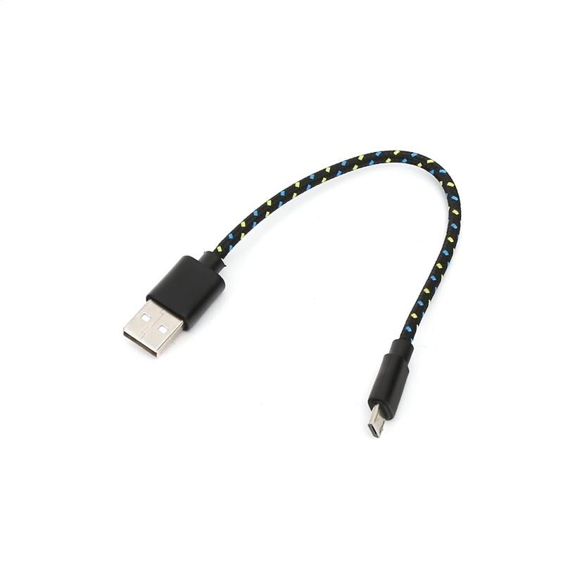 PLATINET MICRO USB TO USB FABRIC BRAIDED CABLE 0 2M BLACK 43473