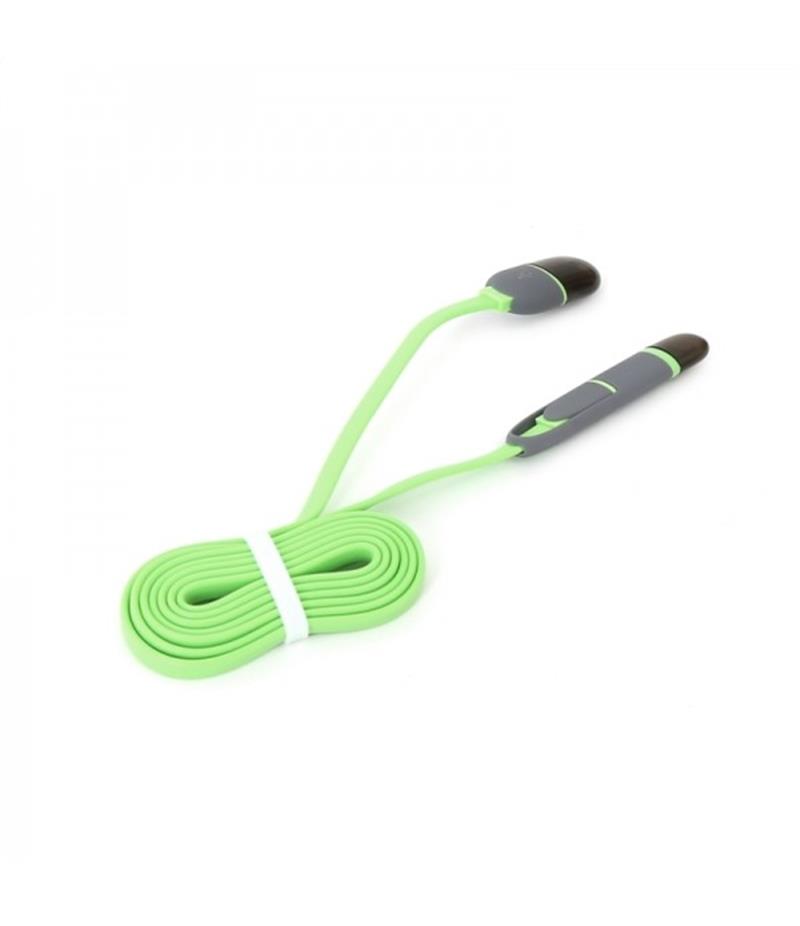 PLATINET USB UNIVERSAL CABLE 2 IN 1: MICRO USB LIGHTNING PLUGS GREEN