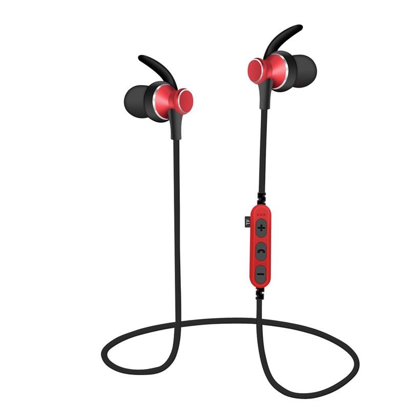 Platinet In-Ear Earphones Bluetooth V4 2 microSD MIC - model 1062 met oorclip - Rood