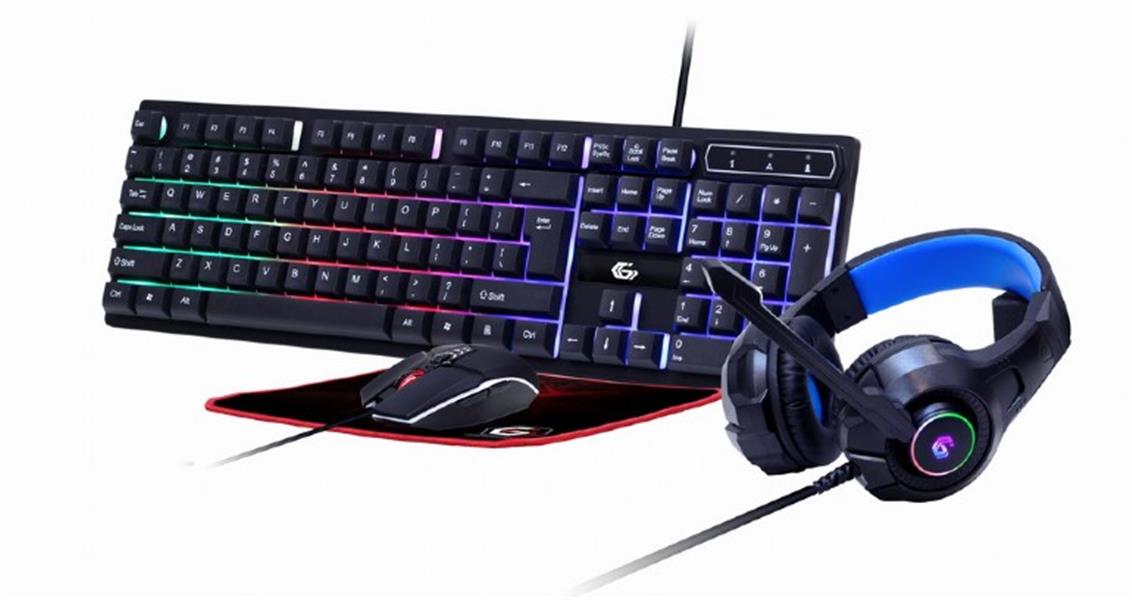 Gembird 4-in-1 backlight gaming kit - Ghost - keyboard muis headset en muismat in Gembird Gaming design