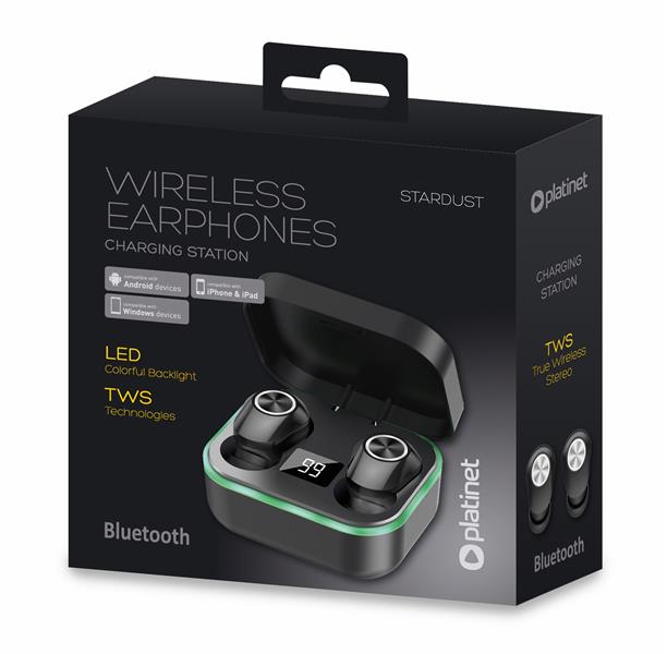 Platinet PM1030B hoofdtelefoon/headset Draadloos In-ear Oproepen/muziek Bluetooth Zwart