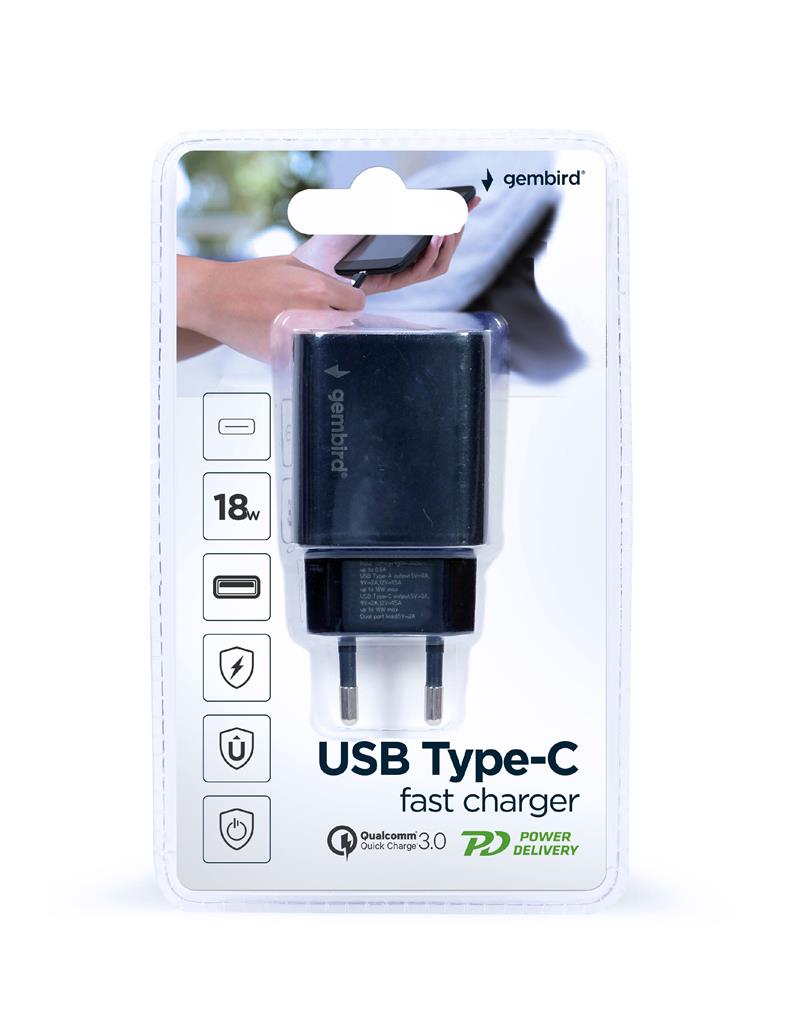 USB Type-C snellader 18 W zwart