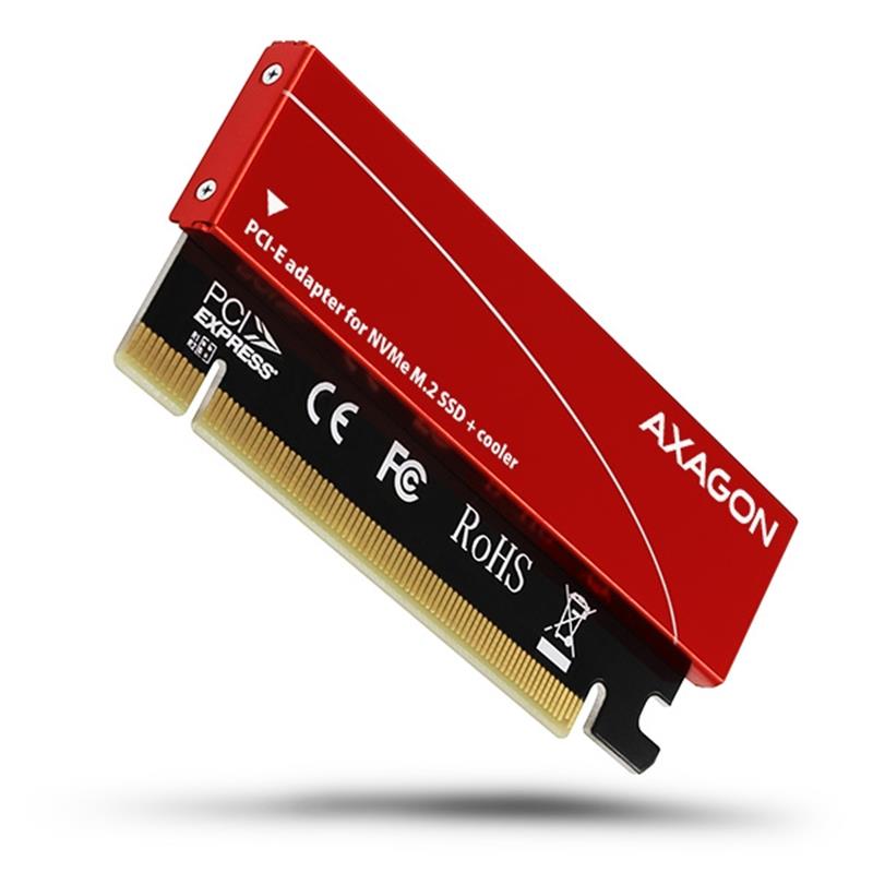 AXAGON PCI-E 3 0 16x - M 2 SSD NVMe up to 80mm SSD low profile cooler *PCIEM *M 2