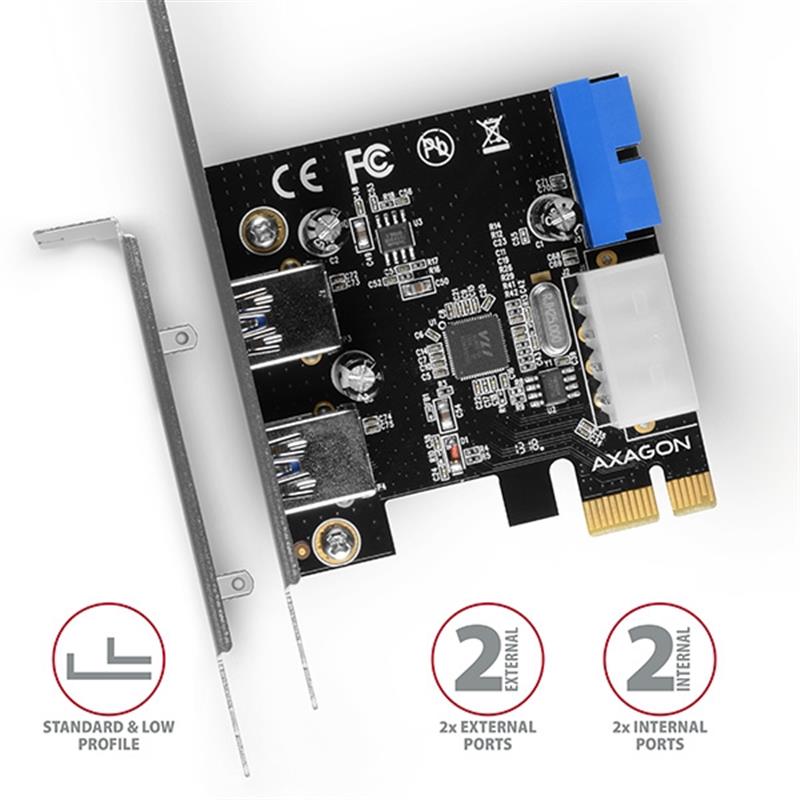 AXAGON PCIe Adapter 2 2x USB3 0 UASP VIA LP *PCIEM *USBAF