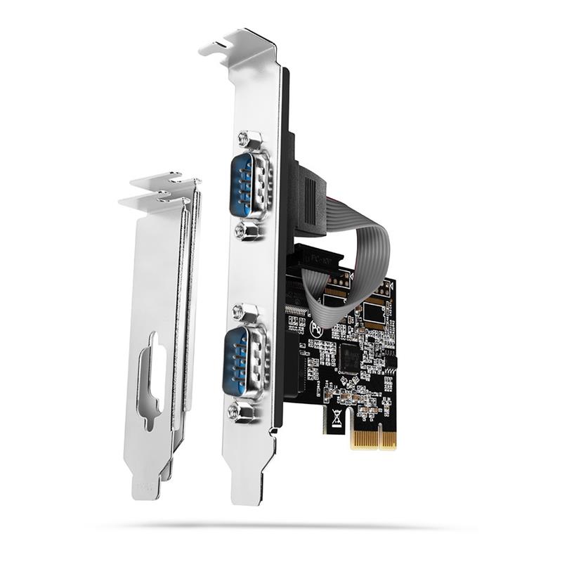 AXAGON PCIe Adapter chip ASIX AX99100 2x Serial Port LP