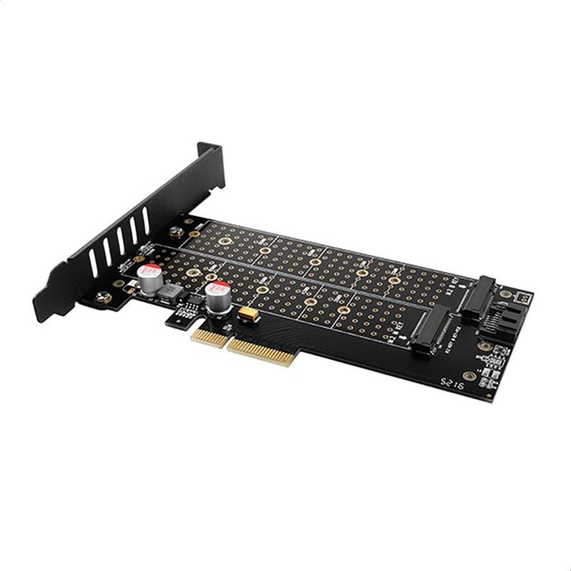 AXAGON PCI-E 3 0 4x - DUAL M 2 SSD NVMe SATA dual voltage up to 110mm SSD fan heatsink