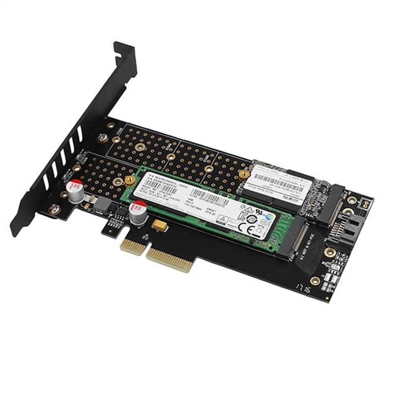 AXAGON PCI-E 3 0 4x - DUAL M 2 SSD NVMe SATA dual voltage up to 110mm SSD fan heatsink *PCIEM *M 2 *SATAM