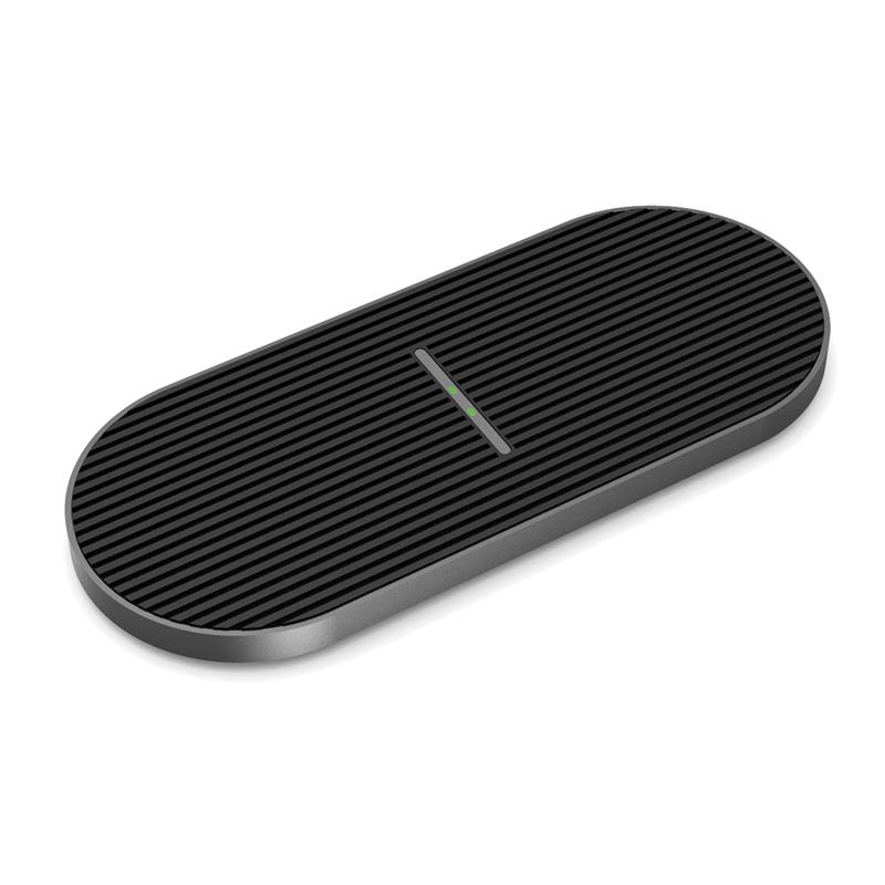 Platinet QI Wireless Charger - DUO 2x10W type C - zwart 2 telefoons gelijktijdig laden alleen lader zonder adapter en kabel 