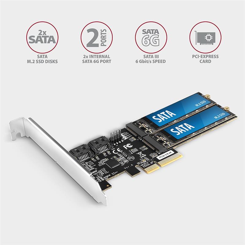 AXAGON PCIe Controller 2x internal SATA 6G port 2x internal M 2 B-key SATA port LP