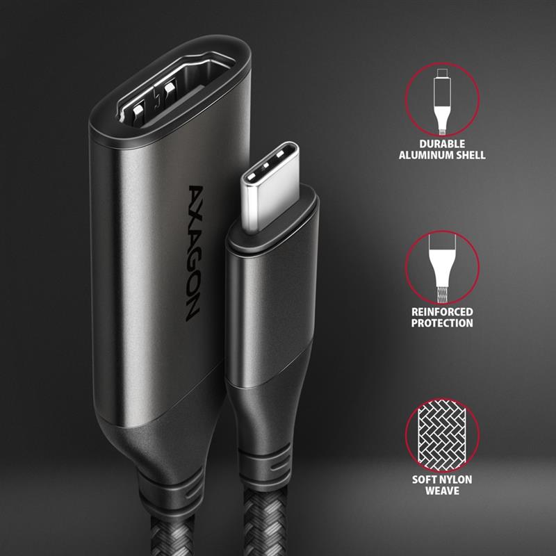 Axagon RVC-HI2M video kabel adapter 0,25 m USB Type-C HDMI Zwart