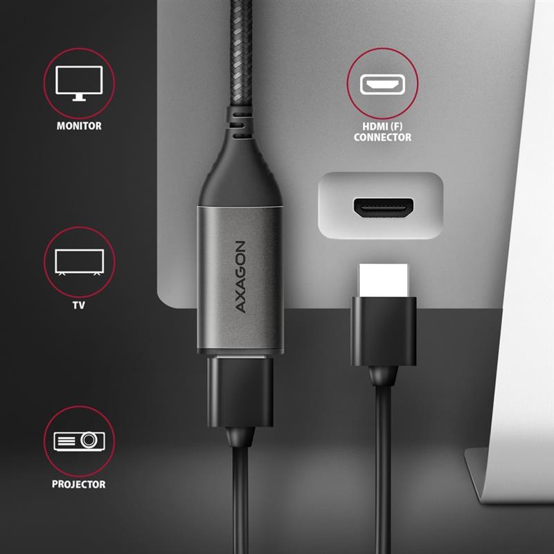 Axagon RVC-HI2M video kabel adapter 0,25 m USB Type-C HDMI Zwart