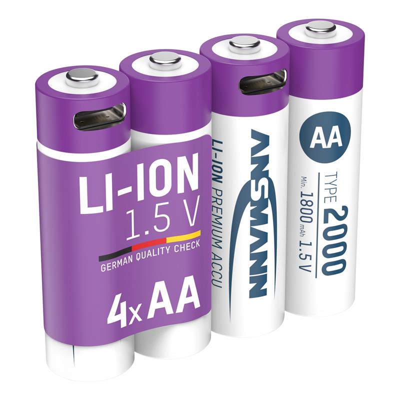 ANSMANN 1312-0036 Li-Ion rechargeable batteries Mignon AA type 2000 min 1800 mAh 4-pack box