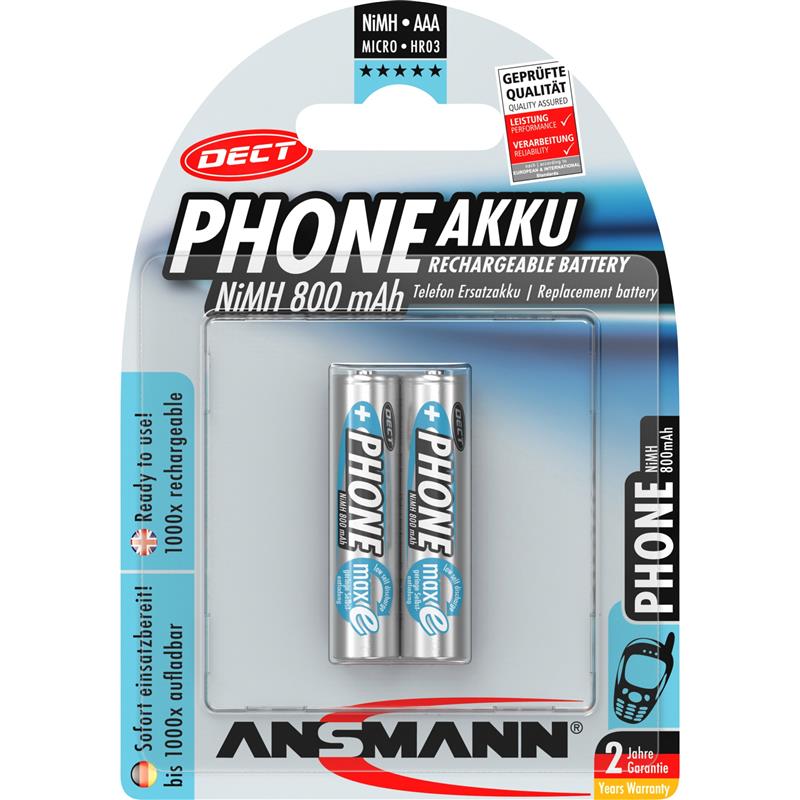 ANSMANN 5035332 NiMH battery Micro AAA Phone DECT 800mAh 2-pack