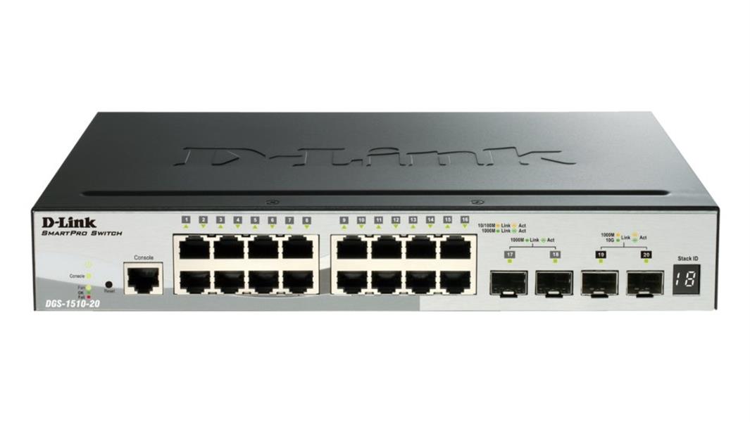 D-Link DGS-1510-20 netwerk-switch Managed L3 Gigabit Ethernet (10/100/1000) Zwart