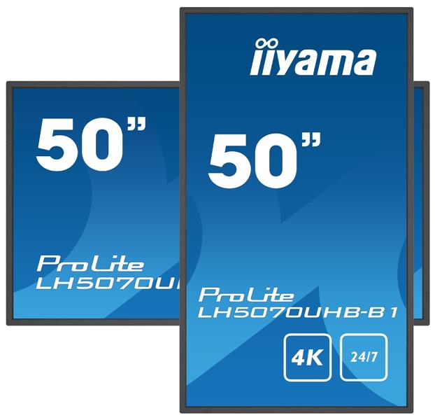 iiyama LH5070UHB-B1 beeldkrant Digitale signage flatscreen 125,7 cm (49.5"") VA 700 cd/m² 4K Ultra HD Zwart Type processor Android 9.0 24/7