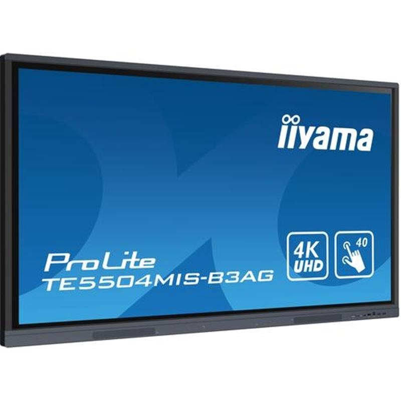 iiyama TE5504MIS-B3AG beeldkrant Interactief flatscreen 139,7 cm (55"") IPS Wifi 390 cd/m² 4K Ultra HD Zwart Touchscreen Type processor Android 24/7