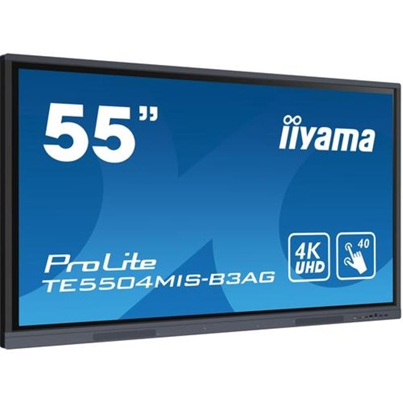 iiyama TE5504MIS-B3AG beeldkrant Interactief flatscreen 139,7 cm (55"") IPS Wifi 390 cd/m² 4K Ultra HD Zwart Touchscreen Type processor Android 24/7