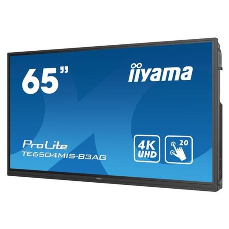 iiyama TE6504MIS-B3AG interactive whiteboards & accessories 165,1 cm (65"") 3840 x 2160 Pixels Touchscreen Zwart