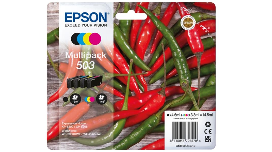 Epson 503 inktcartridge 4 stuk(s) Origineel Normaal rendement Zwart, Cyaan, Magenta, Geel