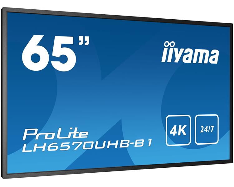 iiyama LH6570UHB-B1 beeldkrant Digitale signage flatscreen 163,8 cm (64.5"") VA 700 cd/m² 4K Ultra HD Zwart Type processor Android 9.0 24/7