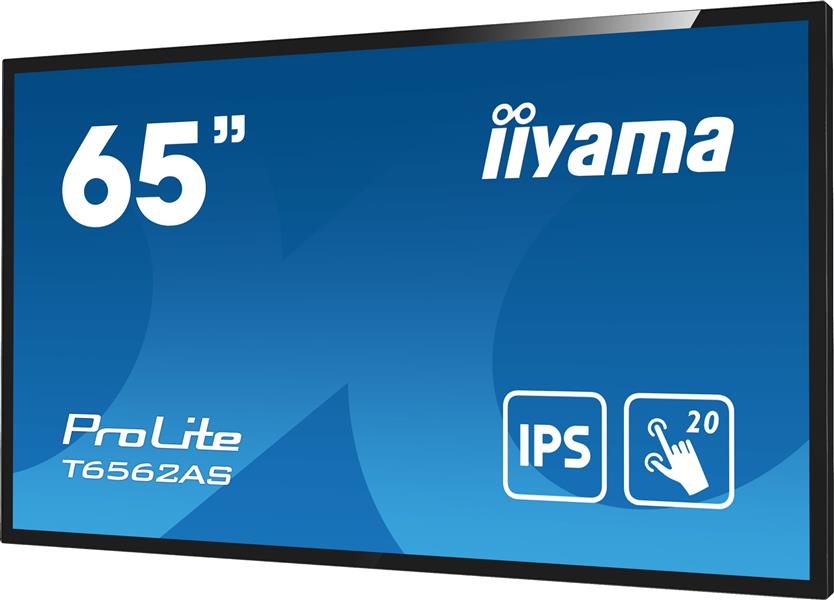 iiyama T6562AS-B1 beeldkrant Interactief flatscreen 163,8 cm (64.5"") IPS 500 cd/m² 4K Ultra HD Zwart Touchscreen Type processor Android 8.0 24/7