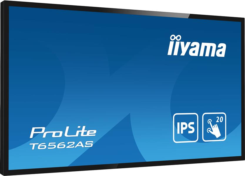 iiyama T6562AS-B1 beeldkrant Interactief flatscreen 163,8 cm (64.5"") IPS 500 cd/m² 4K Ultra HD Zwart Touchscreen Type processor Android 8.0 24/7