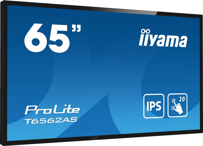 iiyama T6562AS-B1 beeldkrant Interactief flatscreen 163,8 cm (64.5"") IPS 500 cd/m² 4K Ultra HD Zwart Touchscreen Type processor Android 8.0 24/7