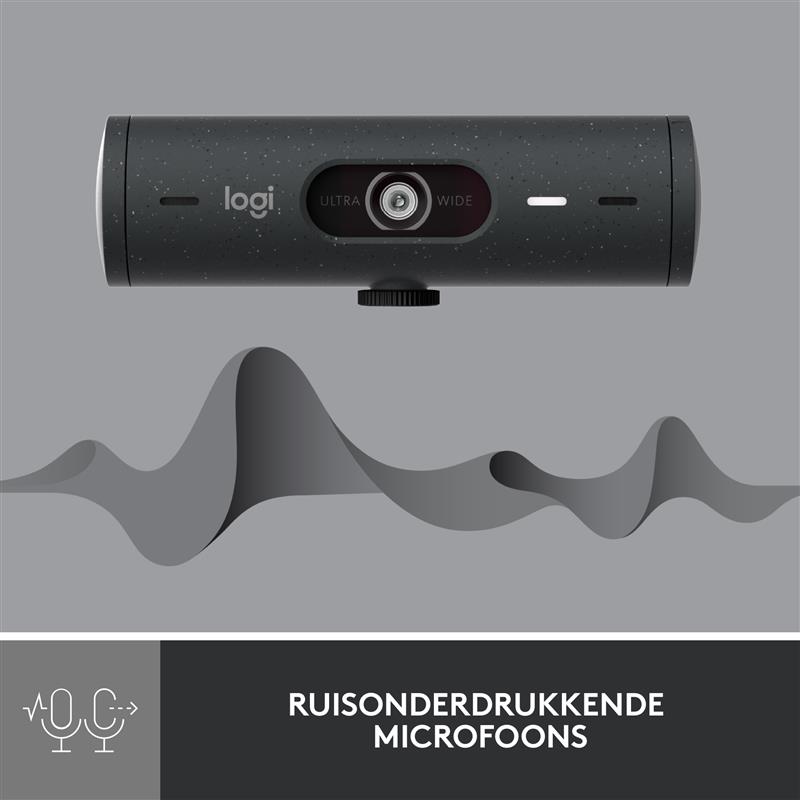 Logitech Webcam BRIO 500, Präsentation, 1080p, USB-C, Grafit Belichtungskorrektur, Auto-Framing, Präsentation