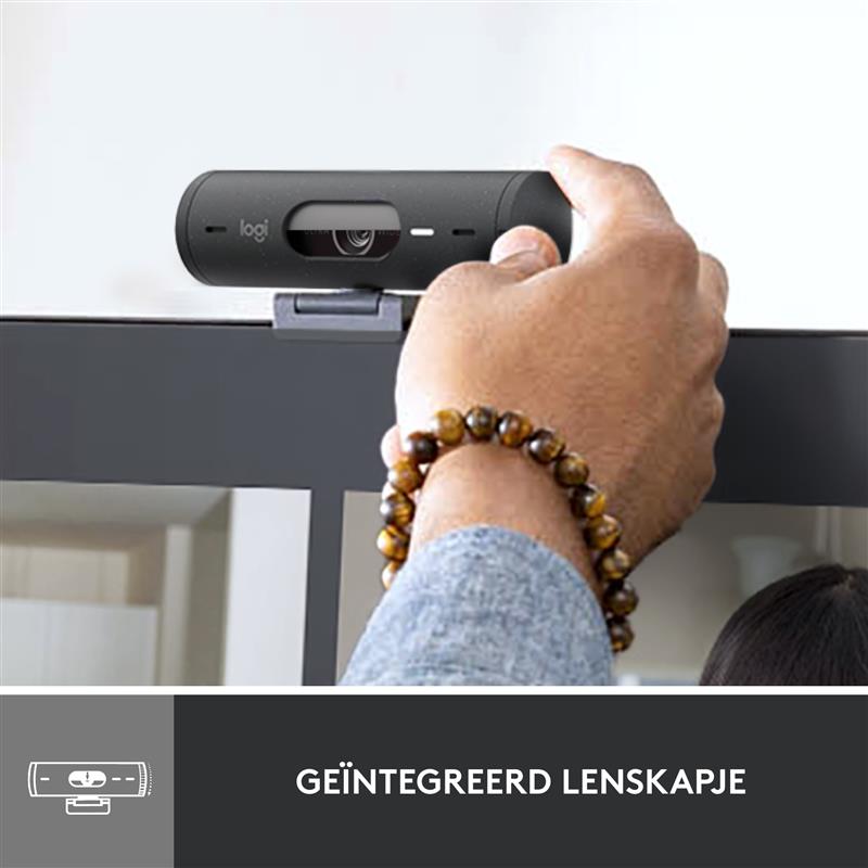 Logitech Webcam BRIO 500, Präsentation, 1080p, USB-C, Grafit Belichtungskorrektur, Auto-Framing, Präsentation