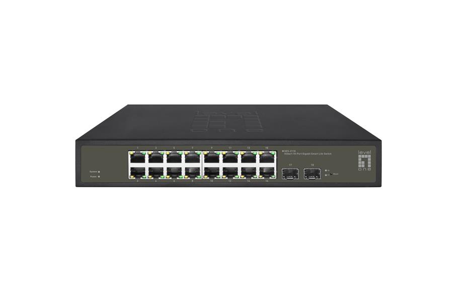 Levelone Hilbert 18-Port Gigabit Smart Lite Switch 16 x Gigabit RJ45 2 x Gigabit SFP