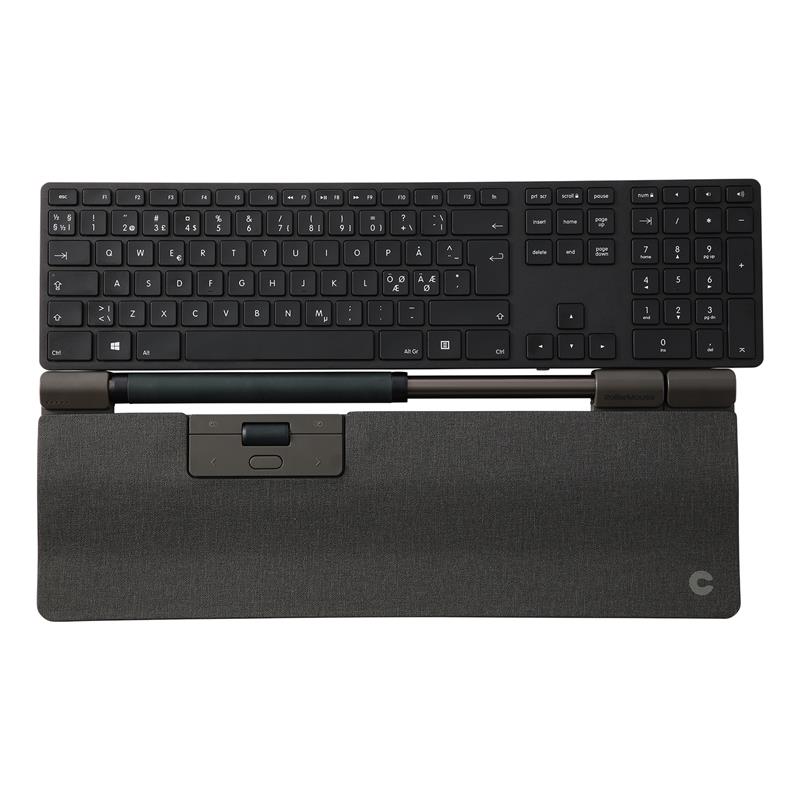 RollerMouse Pro Wireless with Extended wrist rest in Dark grey fabric leather