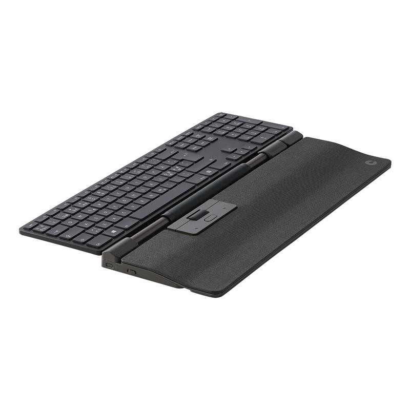 RollerMouse Pro Wireless with Extended wrist rest in Dark grey fabric leather