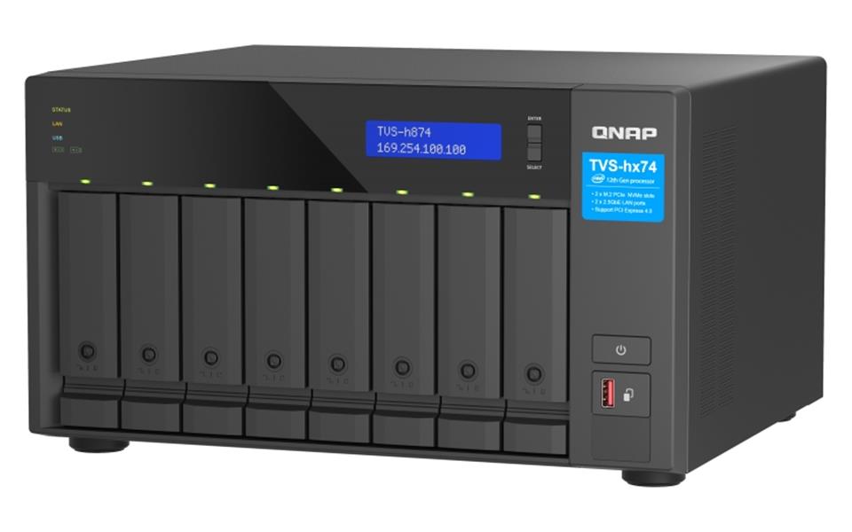 QNAP TVS-h874 NAS Tower Ethernet LAN Zwart i5-12400