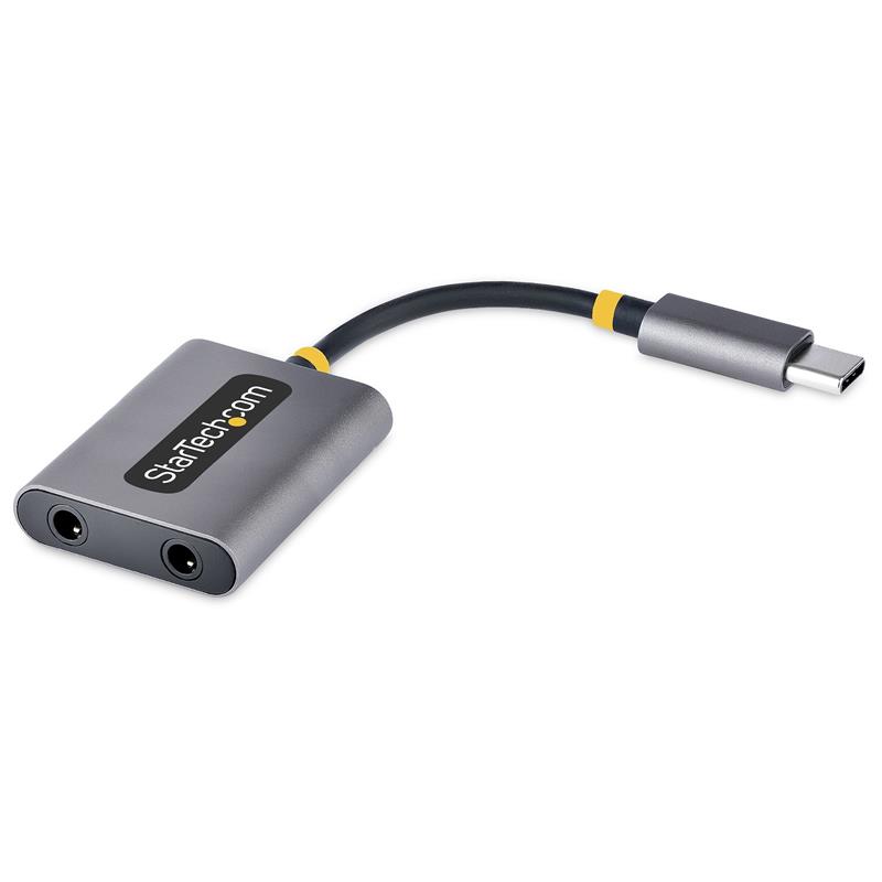 StarTech.com USB-C Headphone Splitter, USB Type C Dual Headset Adapter met Mic Input, USB C naar 3.5mm Audio Adapter/Earphone Dongle, USB C naar Audio