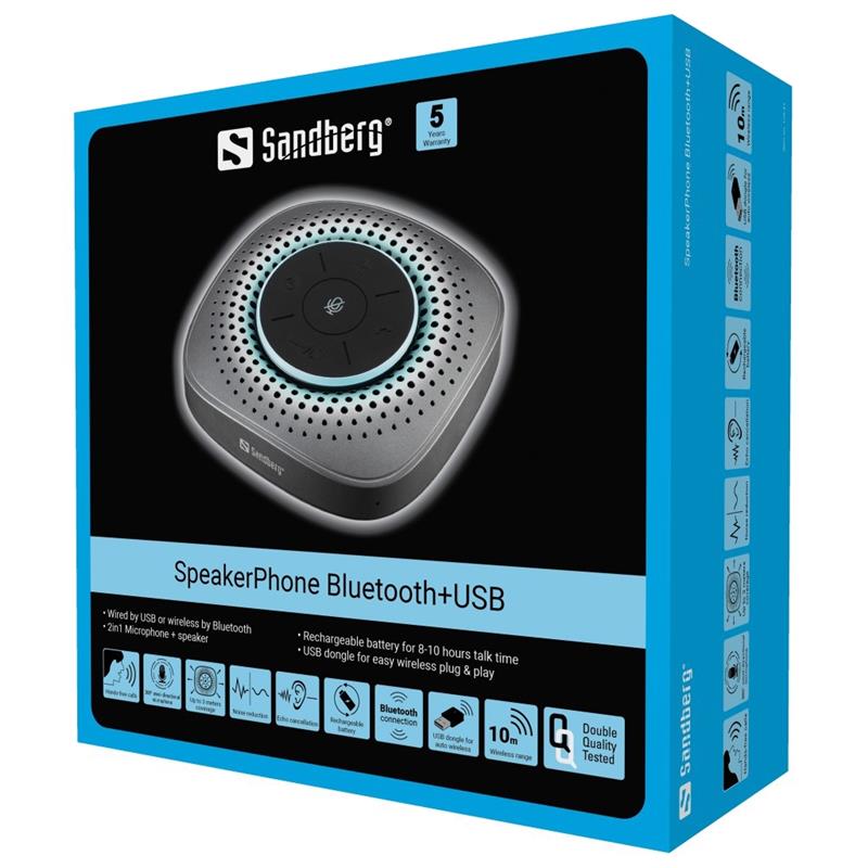Sandberg 126-41 luidspreker telefoon Mobiele telefoon/PC USB/Bluetooth Zwart