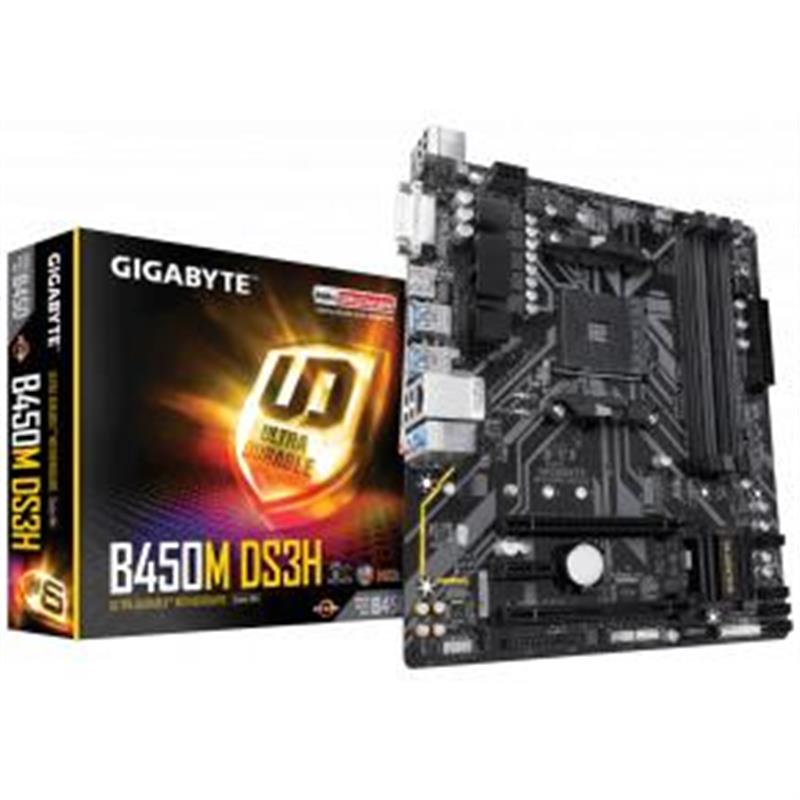 Gigabyte B450M DS3H moederbord Socket AM4 Micro ATX AMD B450