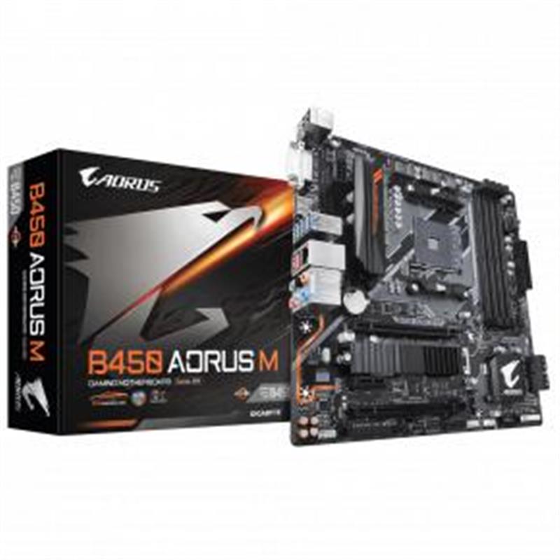 Gigabyte B450 AORUS M (rev. 1.0) moederbord Socket AM4 Micro ATX AMD B450