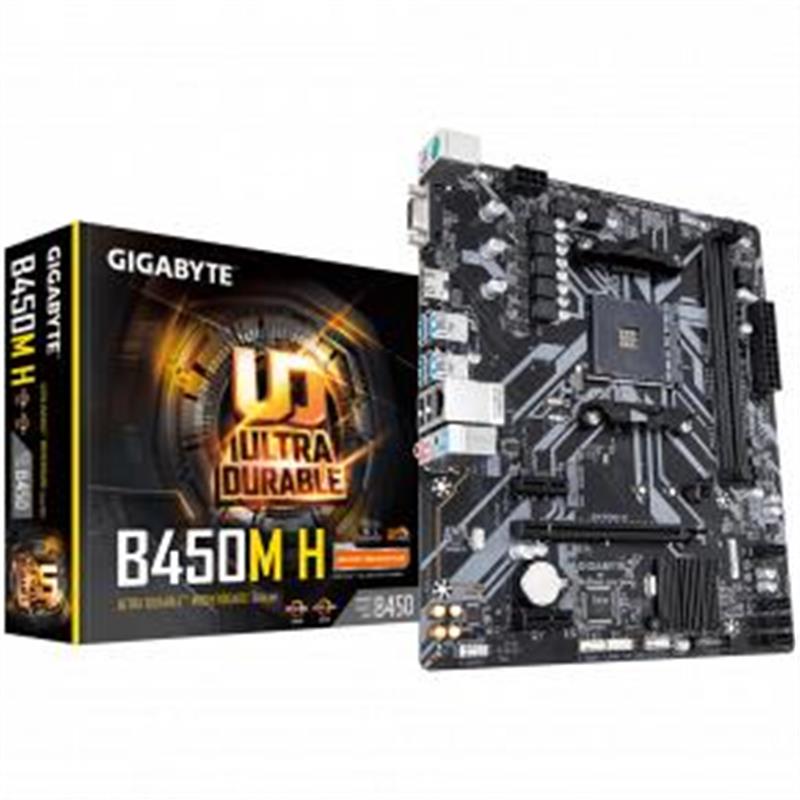 Gigabyte B450M H moederbord Socket AM4 Micro ATX AMD B450