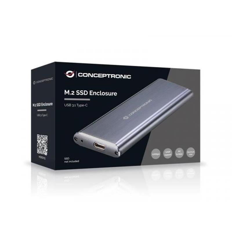 Conceptronic HDE01G behuizing voor opslagstations SDD-behuizing Grijs M.2