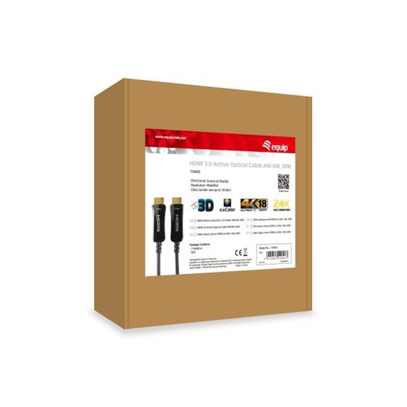Equip 119430 HDMI kabel 30 m HDMI Type A (Standaard) Zwart