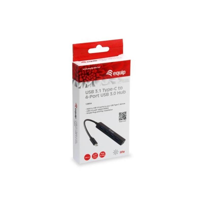 Equip 128954 interface hub USB 3.2 Gen 1 (3.1 Gen 1) Type-C 5000 Mbit/s Zwart