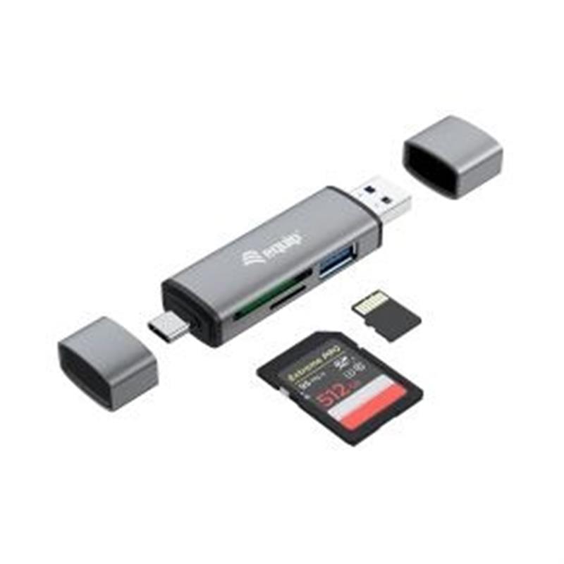 Equip 245460 geheugenkaartlezer USB 3.2 Gen 1 (3.1 Gen 1) Type-A/Type-C Grijs