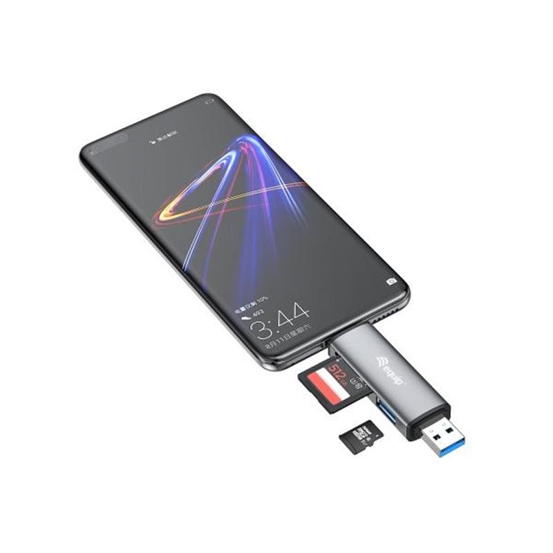 Equip 245460 geheugenkaartlezer USB 3.2 Gen 1 (3.1 Gen 1) Type-A/Type-C Grijs