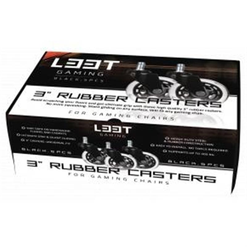 L33T Gaming 3inch Rubber Casters Black 5pcs