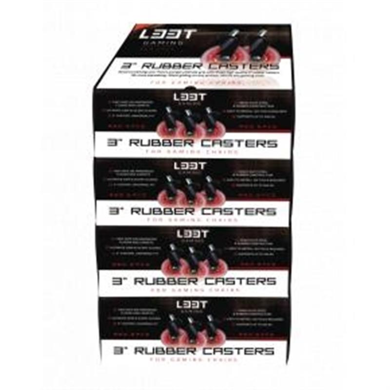 L33T Gaming 3inch Rubber Casters Red 5pcs