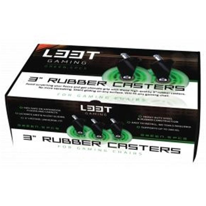 L33T Gaming 3inch Rubber Casters Green 5pcs