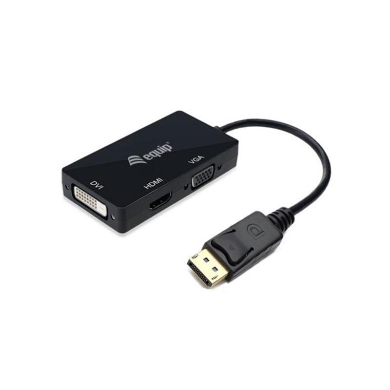 Equip 133441 video kabel adapter 0,24 m DisplayPort DVI-D + VGA (D-Sub) + HDMI Zwart