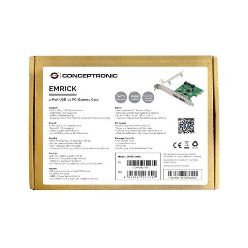 Conceptronic EMRICK06G interfacekaart/-adapter Intern USB 3.2 Gen 1 (3.1 Gen 1)