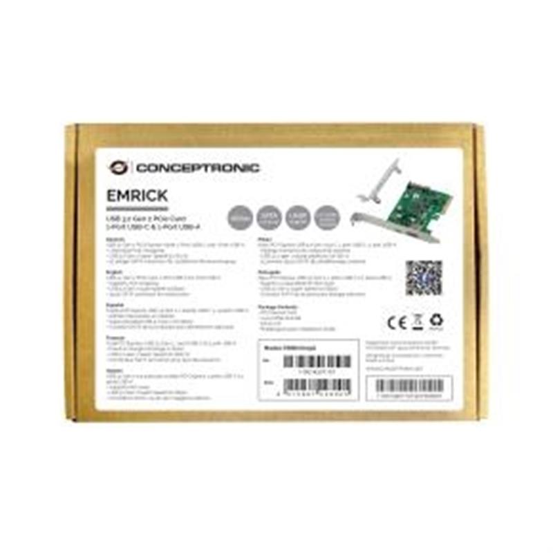 Conceptronic EMRICK USB 3 2 Gen 2 PCIe Card 1-Port USB-C 1-Port USB-A PCIe USB 3 2 Ge