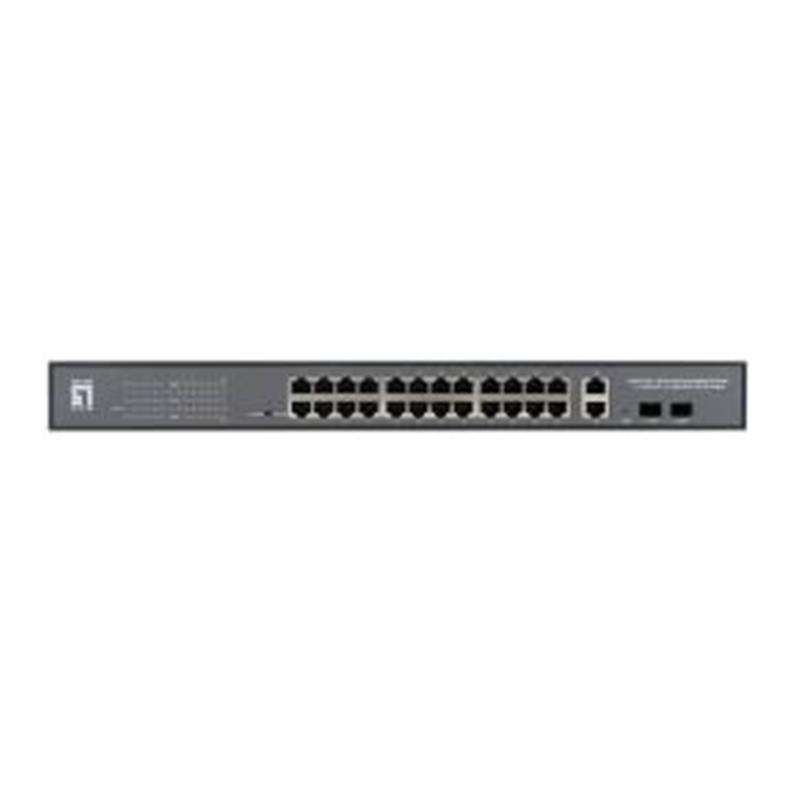 Levelone 28-Port Web Smart Gigabit PoE Switch 2 x Gigabit SFP 2 x Gigabit RJ45 24PoE